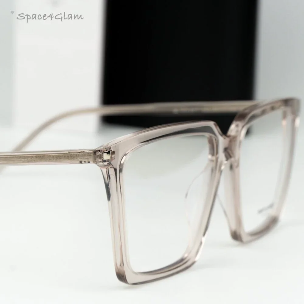 Saint Laurent Women Eyeglasses Transparent Nude Square SL474OPT 003 BRAND NEW